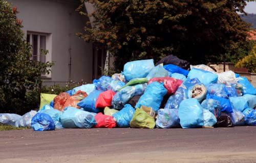 Construction site with organized waste removal