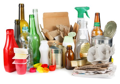 Chemical containers labeled for hazardous waste